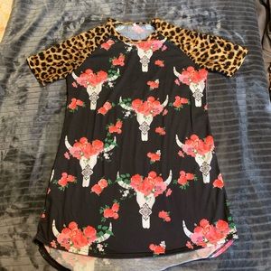 Bull skull tunic with leopard sleeves